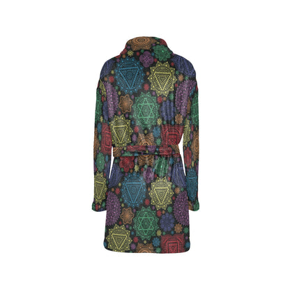 Chakra Mandala Print Pattern Women's Fleece Robe