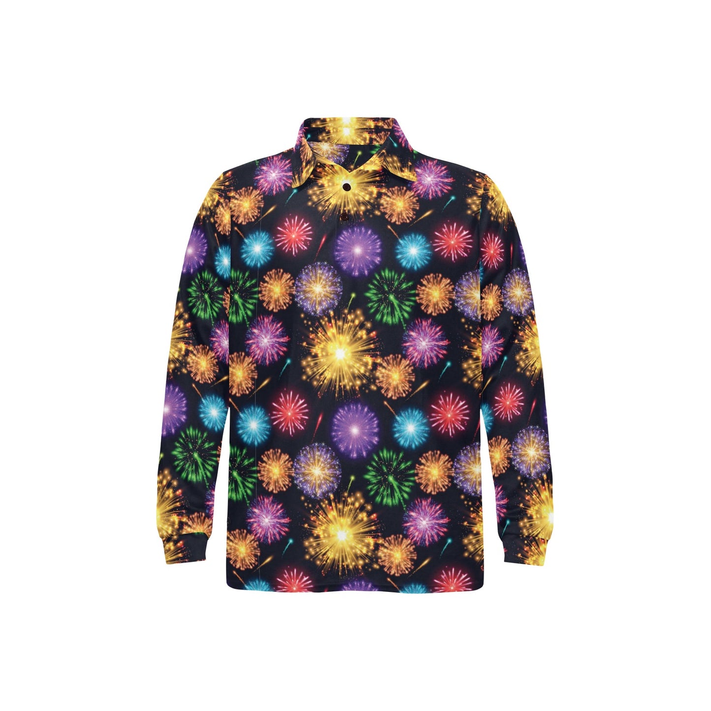 Firework Print Design LKS305 Long Sleeve Polo Shirt For Men's