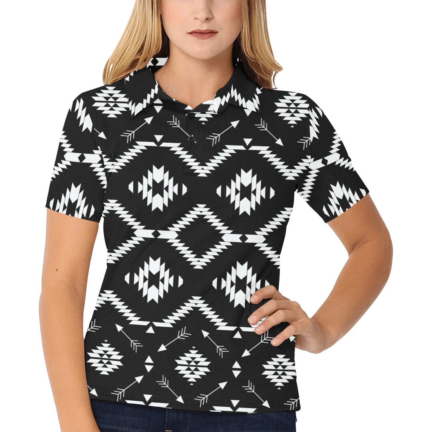 Native Pattern Print Design A04 Women's Polo Shirt