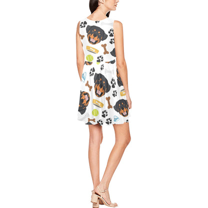 Rottweiler Pattern Print Design A04 Sleeveless Dress