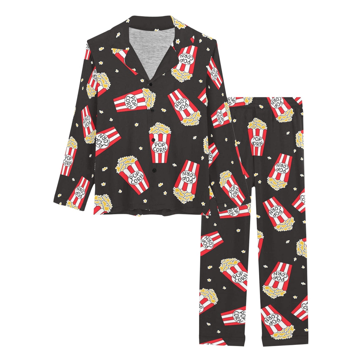 Popcorn Pattern Print Design A01 Women's Long Pajama Set