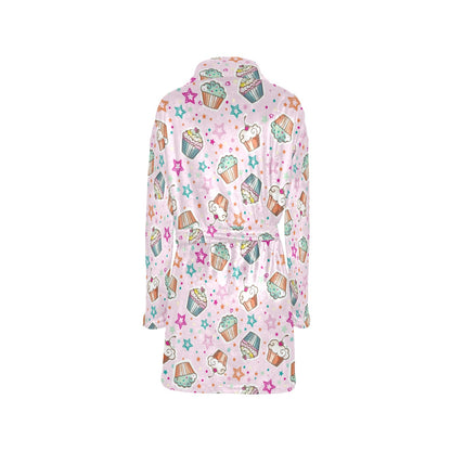 Cupcake Pattern Print Design CP03 Women's Fleece Robe