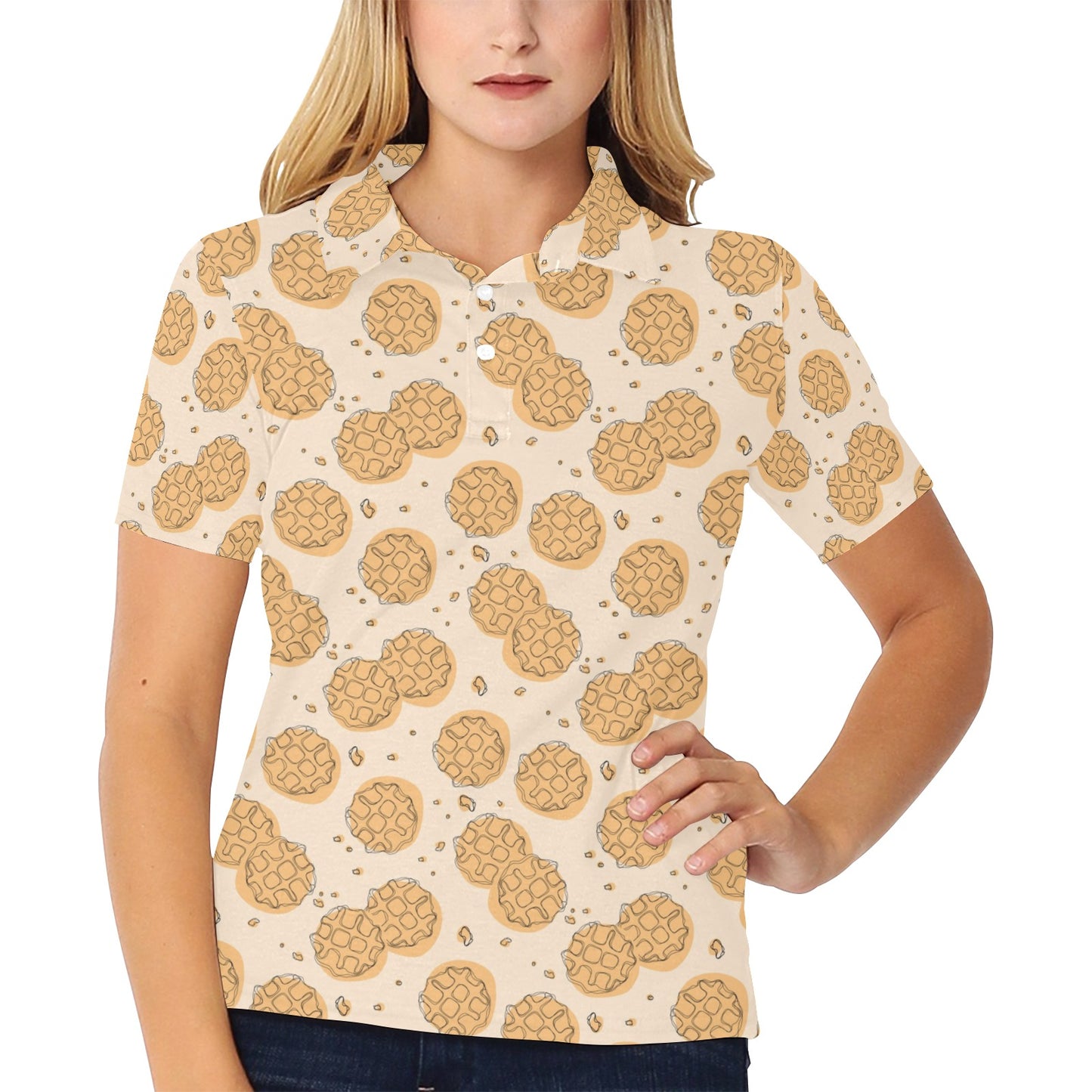Waffle Print Design LKS303 Women's Polo Shirt