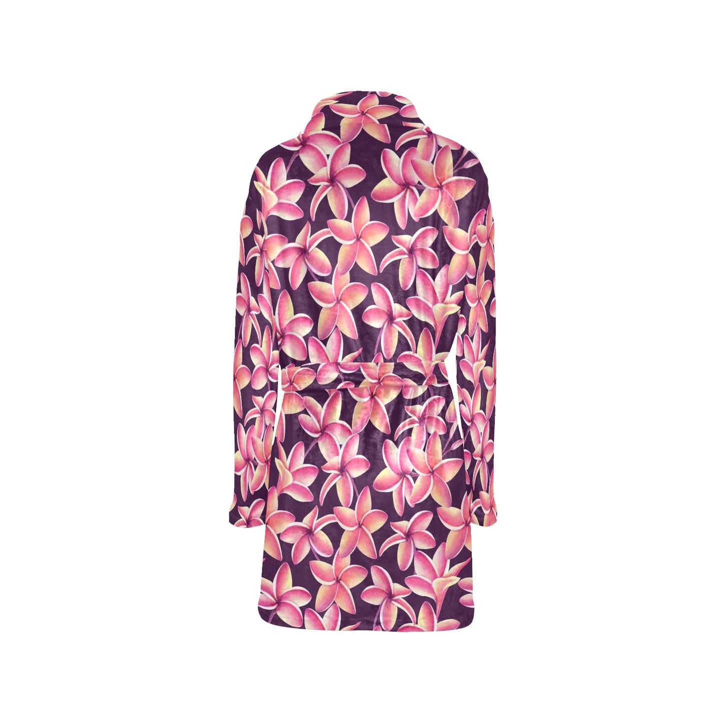 Purple Plumeria Pattern Print Design PM010 Women's Fleece Robe
