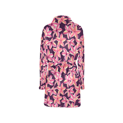 Purple Plumeria Pattern Print Design PM010 Women's Fleece Robe