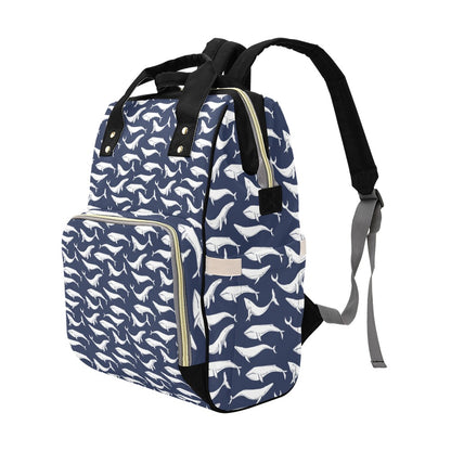 Whale Print Design LKS308 Diaper Bag Backpack