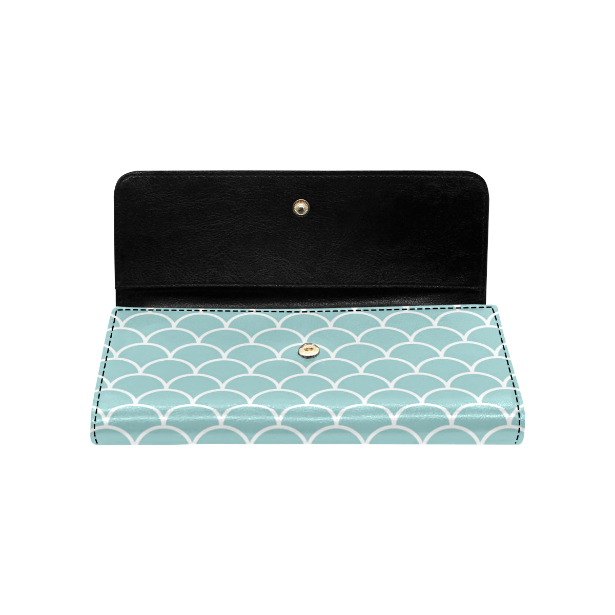 Scales Teal Pattern Print Design 02 Women's Trifold Wallet