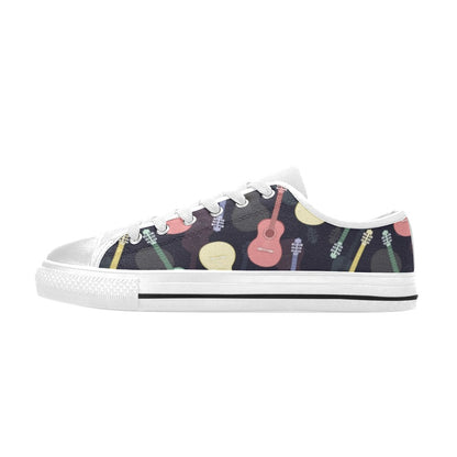 Acoustic Guitar Print Design LKS401 Women's White Low Top Shoes