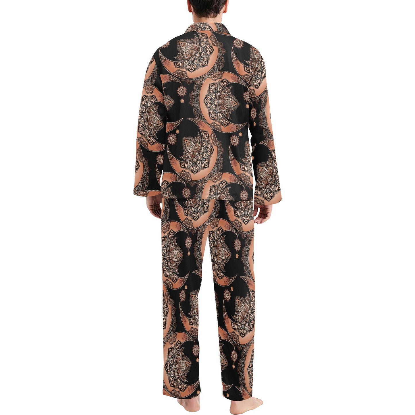 Sun Moon Mandala Men's Long Pajama Set