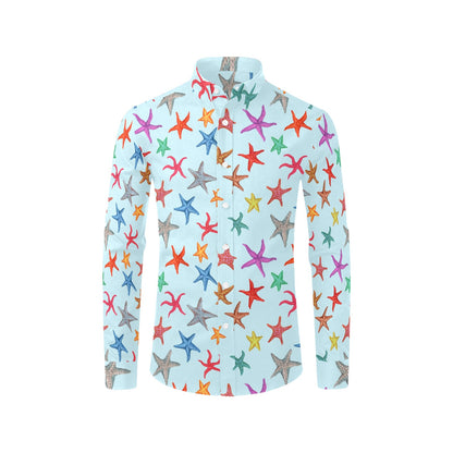 Starfish Print Design LKS402 Men's Long Sleeve Dress Shirt