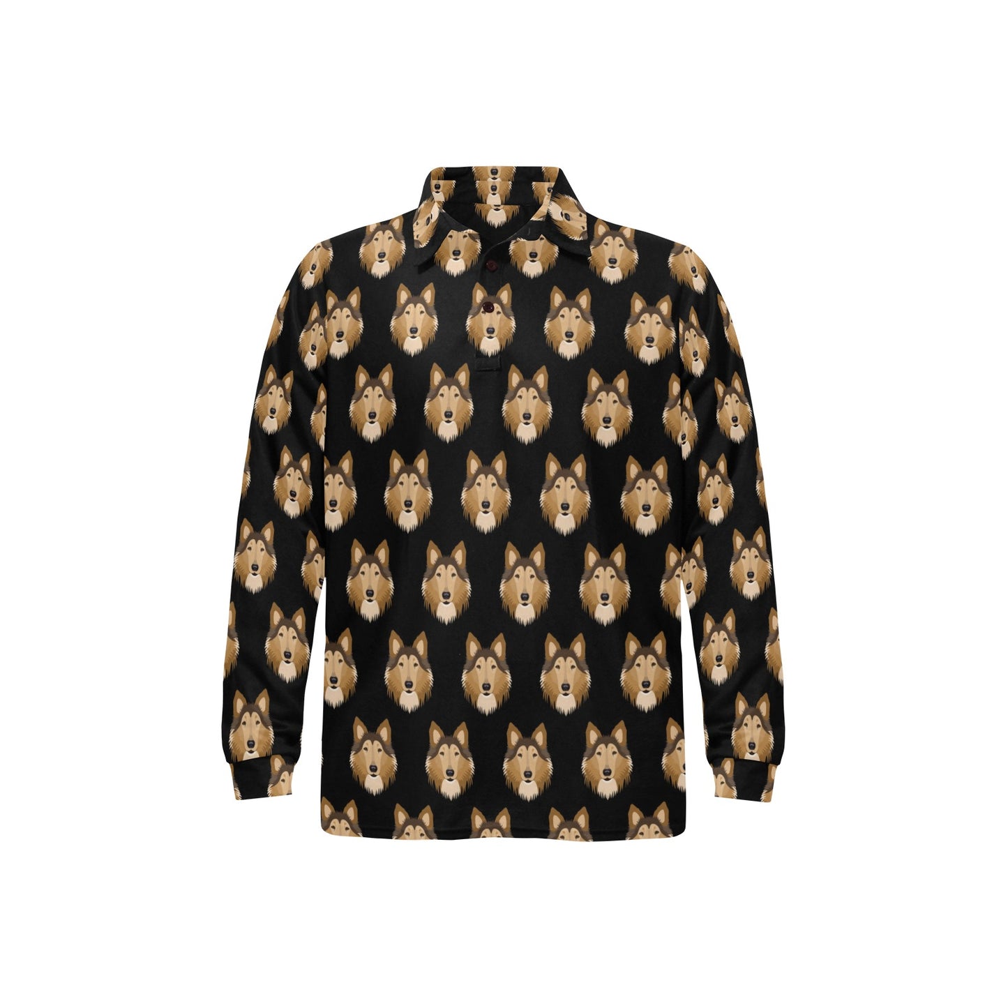 Collies Pattern Print Design 01 Long Sleeve Polo Shirt For Men's
