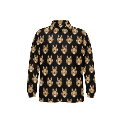 Collies Pattern Print Design 01 Long Sleeve Polo Shirt For Men's