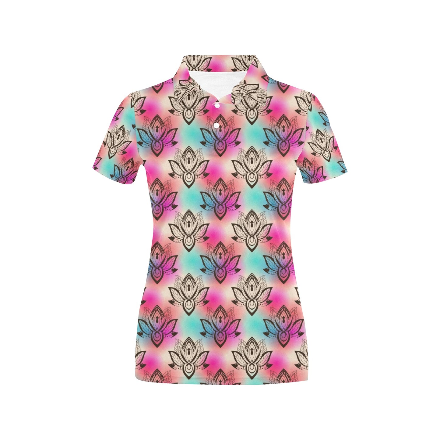 lotus Boho Pattern Print Design LO02 Women's Polo Shirt