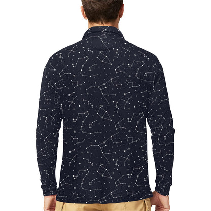 Constellation Pattern Print Design 03 Long Sleeve Polo Shirt For Men's