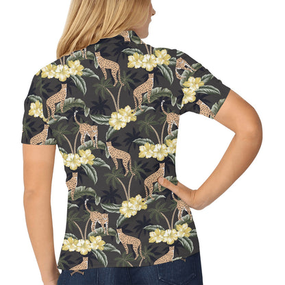 Cheetah Pattern Print Design 04 Women's Polo Shirt