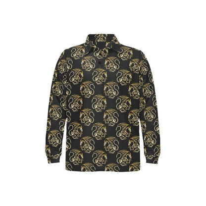 Skeleton Dragon Print Design LKS306 Long Sleeve Polo Shirt For Men's
