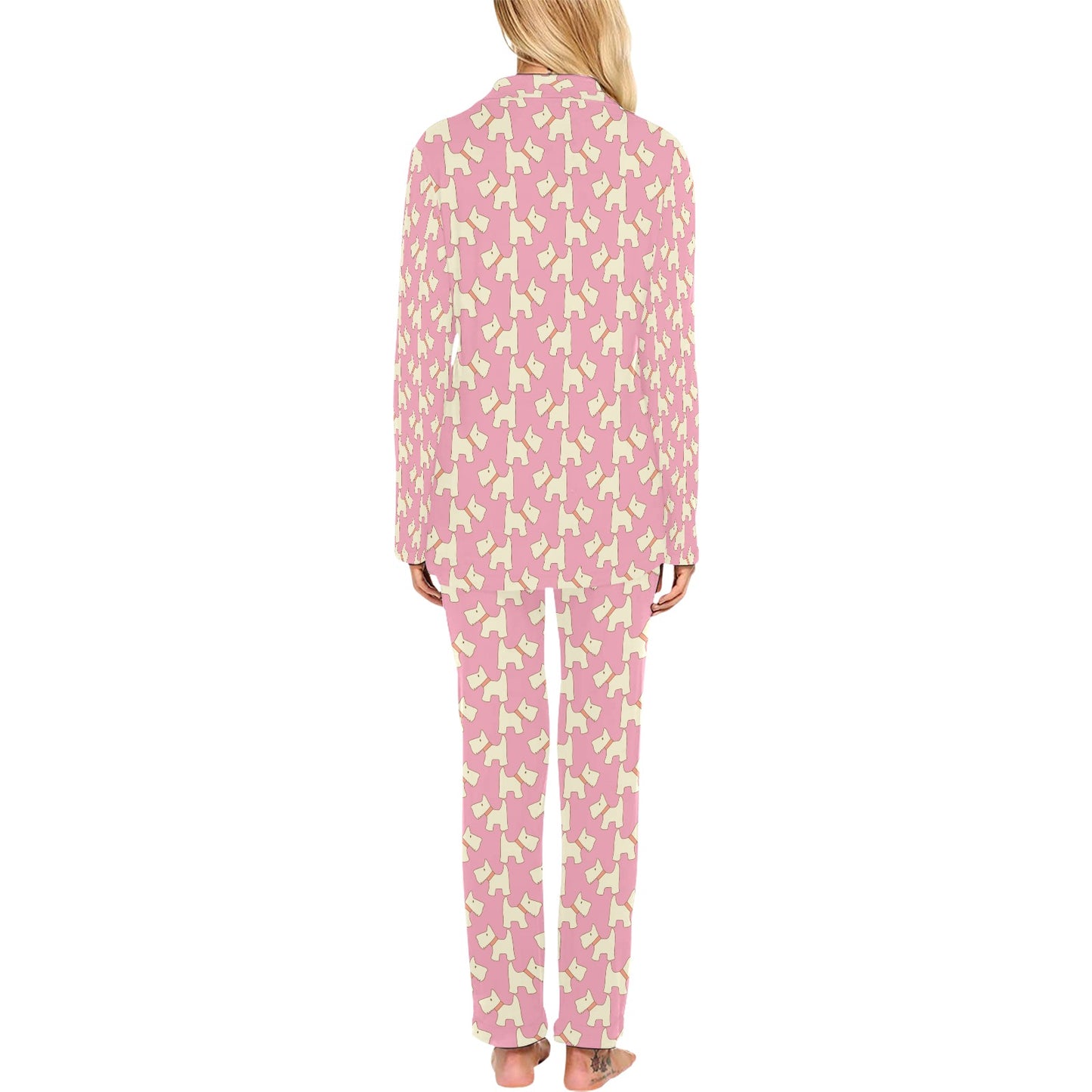 Scottish Terriers Print Design LKS306 Women's Long Pajama Set