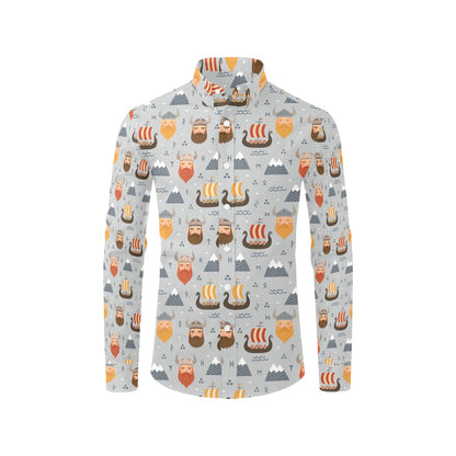 Vikings Print Design LKS307 Men's Long Sleeve Dress Shirt