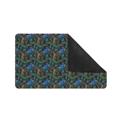 Peacock Themed Design Print Rubber Doormat