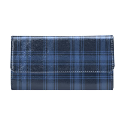 Tartan Blue Print Design LKS304 Women's Trifold Wallet
