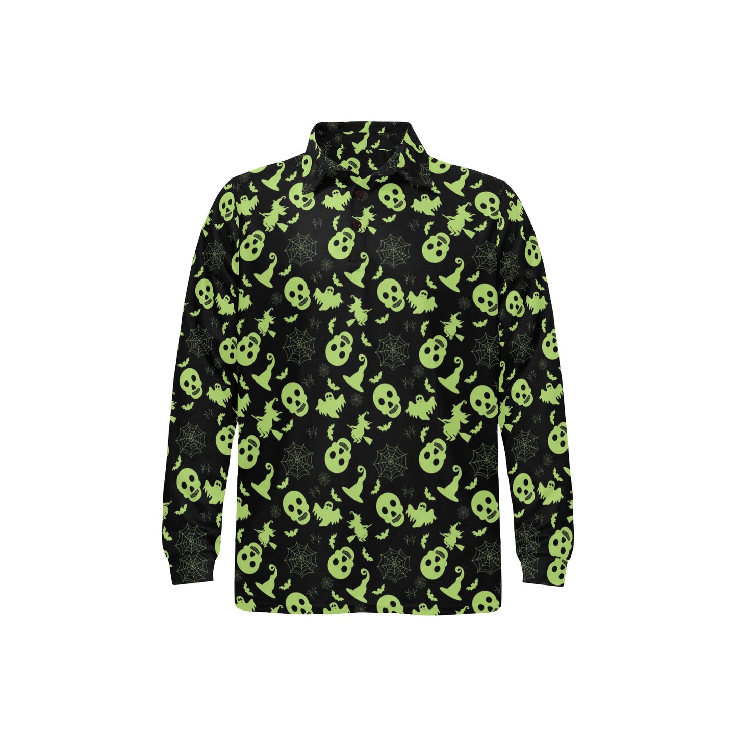 Witch Halloween Print Design LKS306 Long Sleeve Polo Shirt For Men's