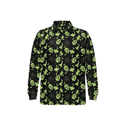 Witch Halloween Print Design LKS306 Long Sleeve Polo Shirt For Men's