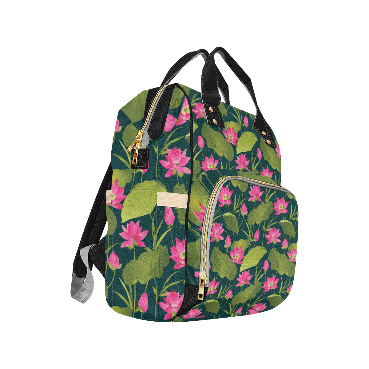 Water Lily Pattern Print Design WL09 Diaper Bag Backpack