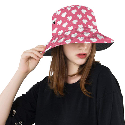 Heart Pattern Print Design HE07 Unisex Bucket Hat