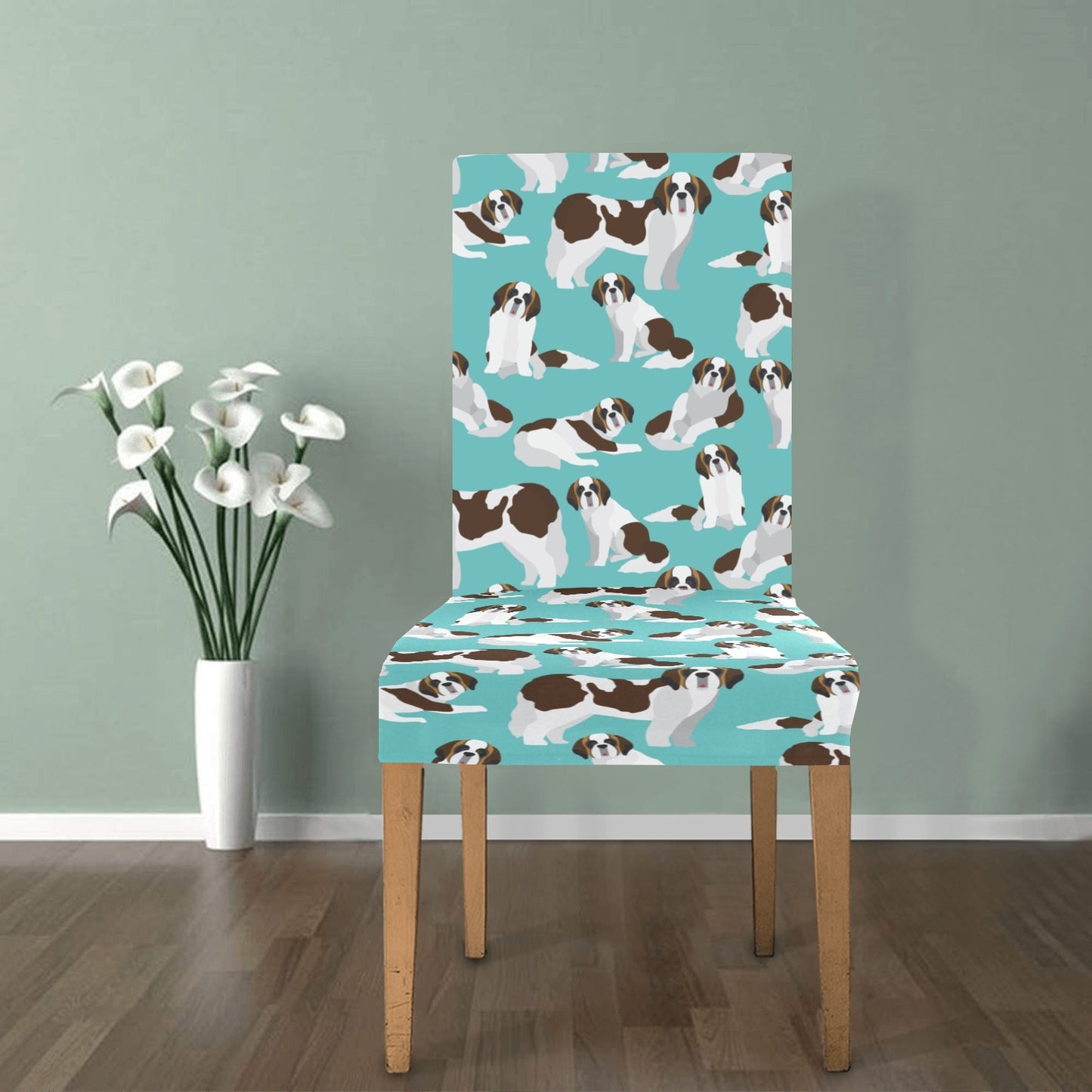 St Bernards Print Design LKS302 Dining Chair Slipcover