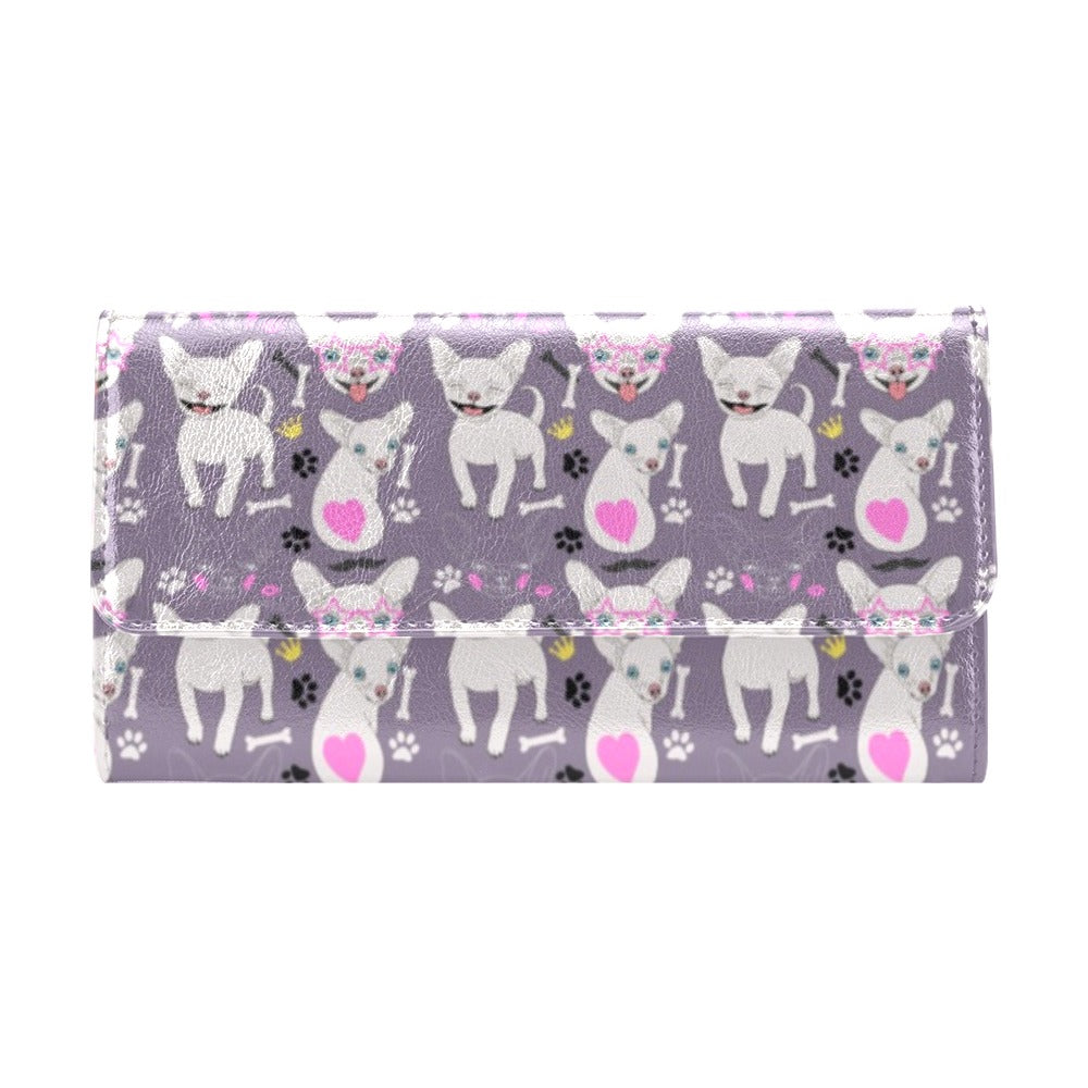 Chihuahua Happy Pattern Women's Trifold Wallet
