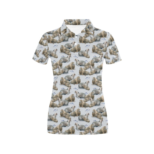 Walrus Print Design LKS401 Women's Polo Shirt