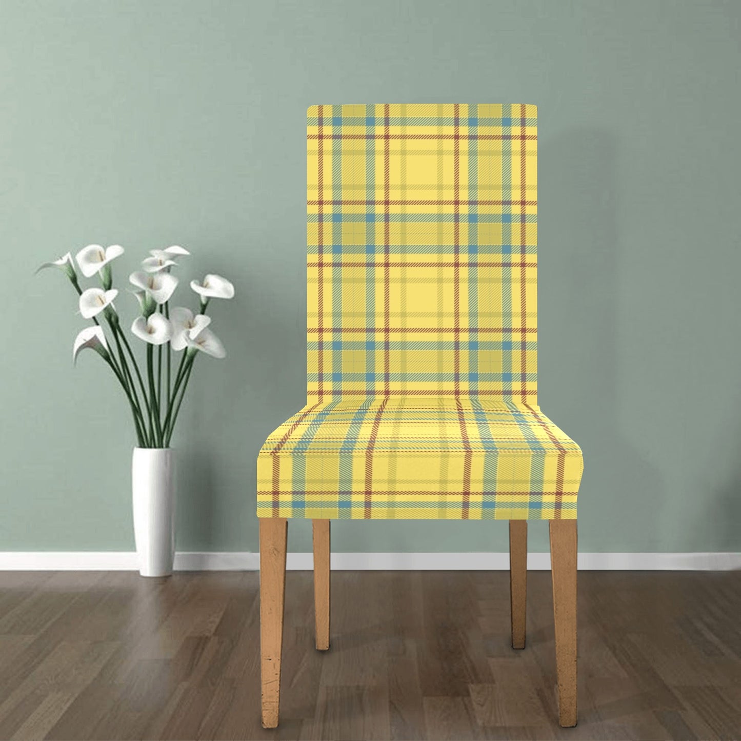Tartan Yellow Print Design LKS301 Dining Chair Slipcover