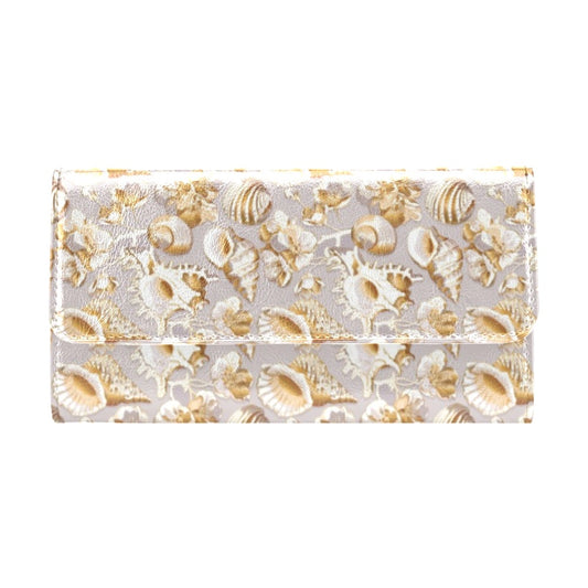 Seashell Print Design LKS309 Women's Trifold Wallet