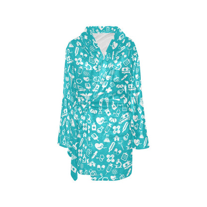 Medical Pattern Print Design 04 Women's Fleece Robe