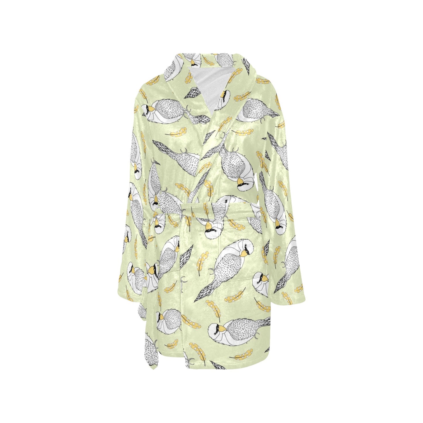 Parakeet Pattern Print Design A03 Women's Fleece Robe