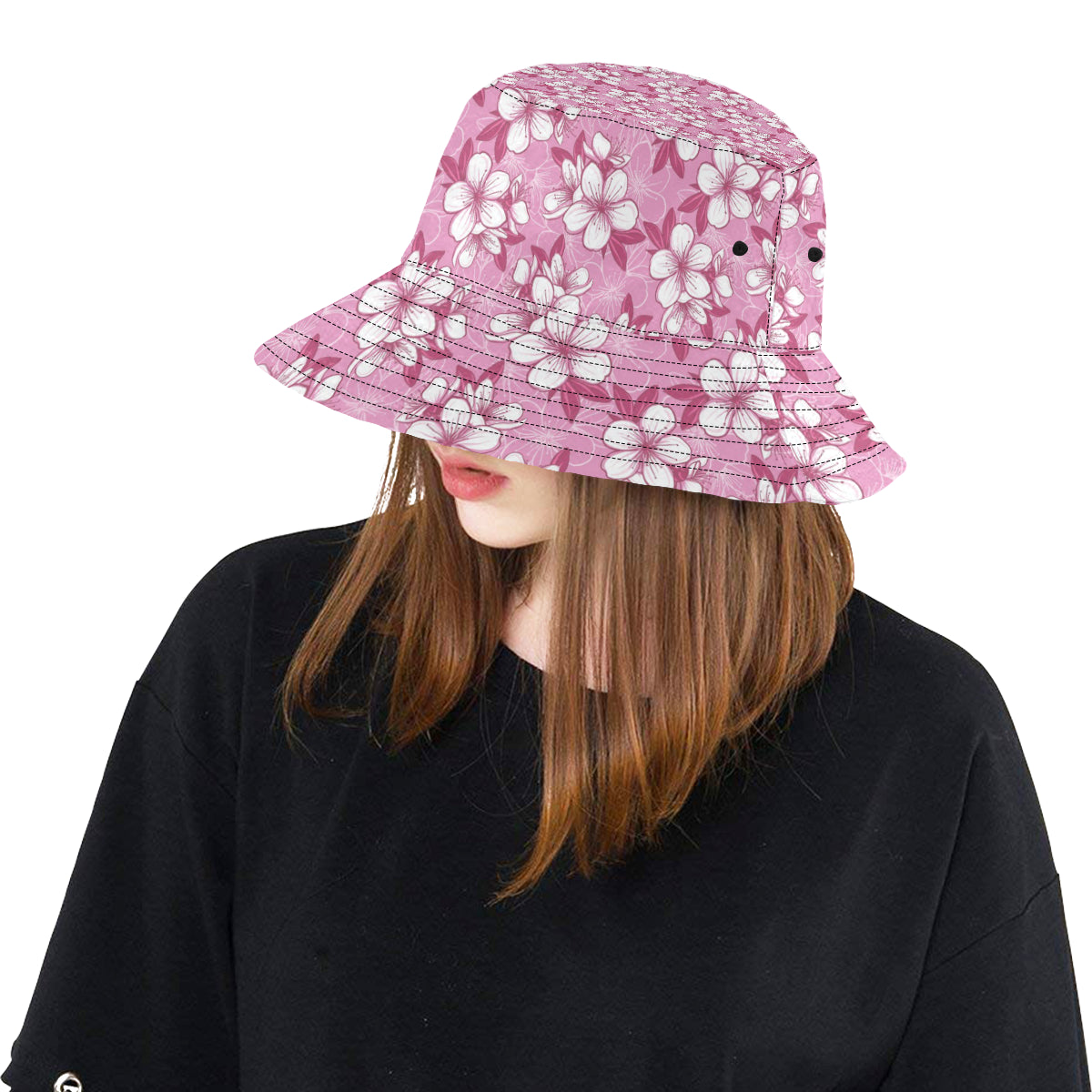 Cherry Blossom Pattern Print Design CB02 Unisex Bucket Hat
