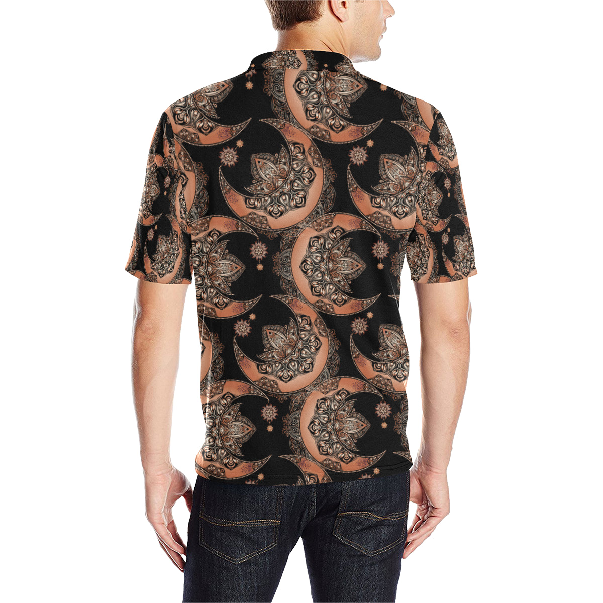 Sun Moon Mandala Men Polo Shirt