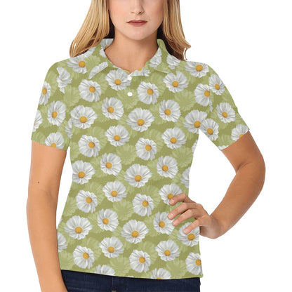 Daisy Pattern Print Design DS06 Women's Polo Shirt