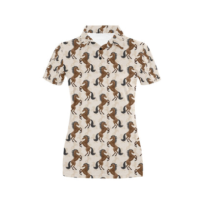 Horse Print Design LKS308 Women's Polo Shirt