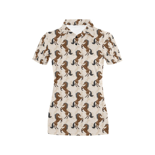 Horse Print Design LKS308 Women's Polo Shirt
