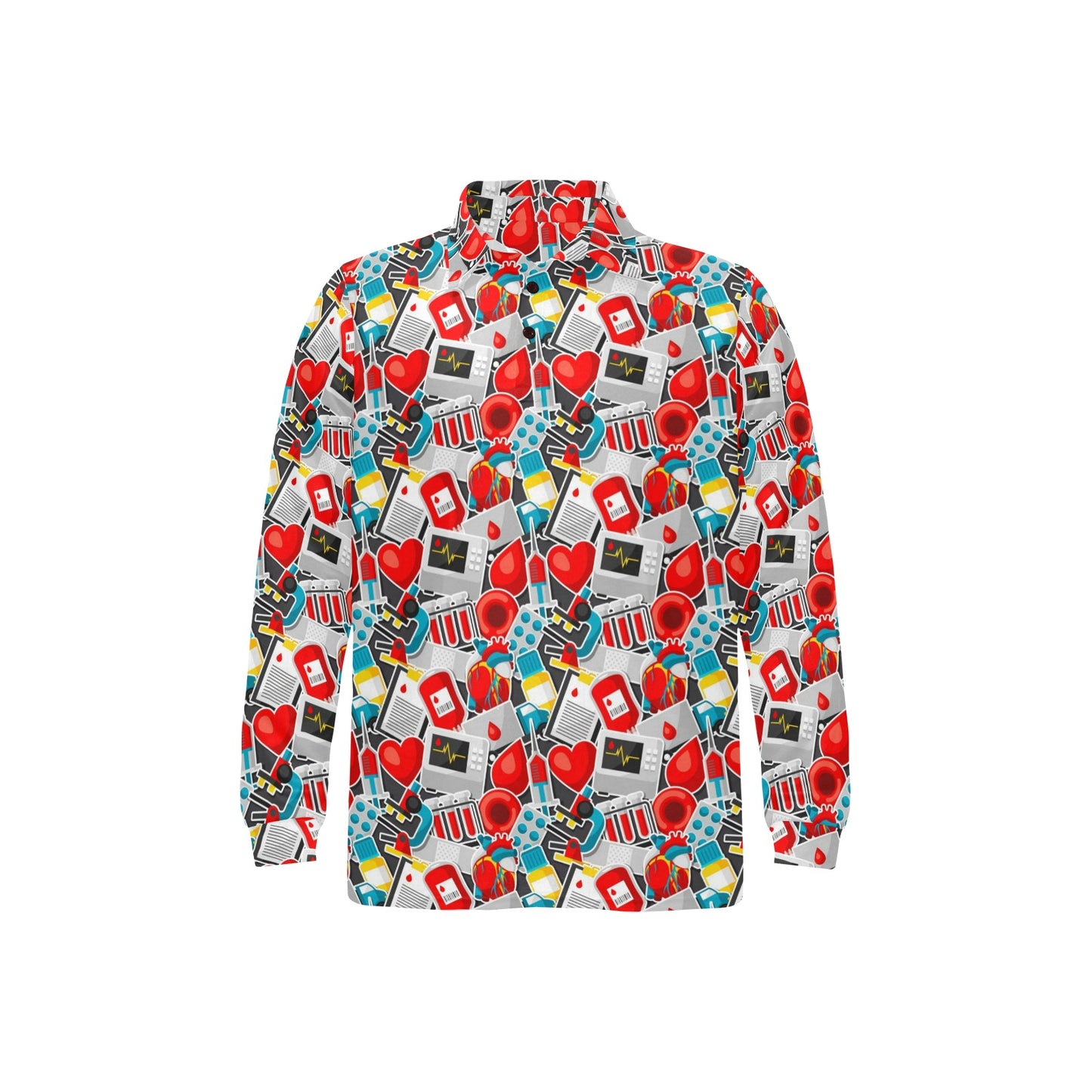 Phlebotomist Medical Themed Long Sleeve Polo Shirt For Men's