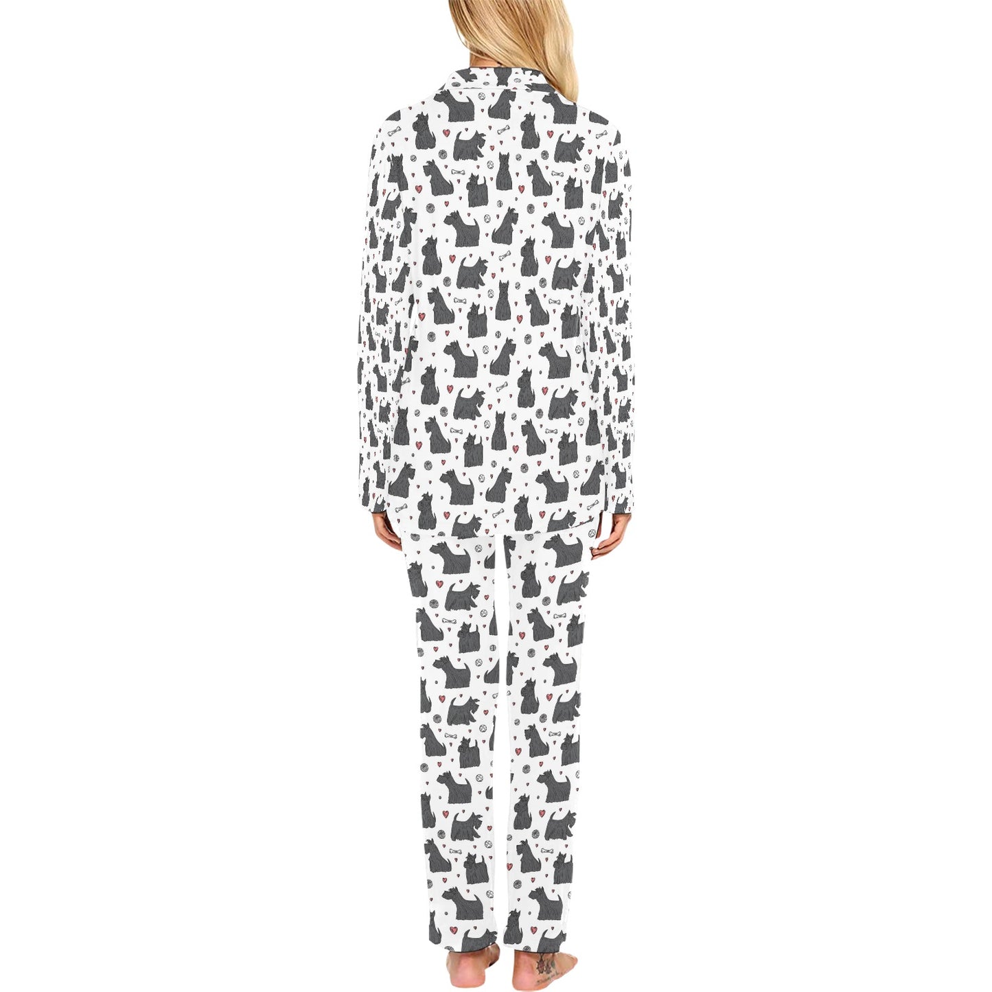 Scottish Terriers Print Design LKS3015 Women's Long Pajama Set