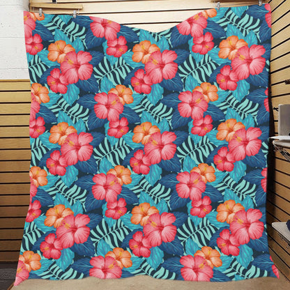 Red Hibiscus Pattern Print Design HB02 Premium Quilt