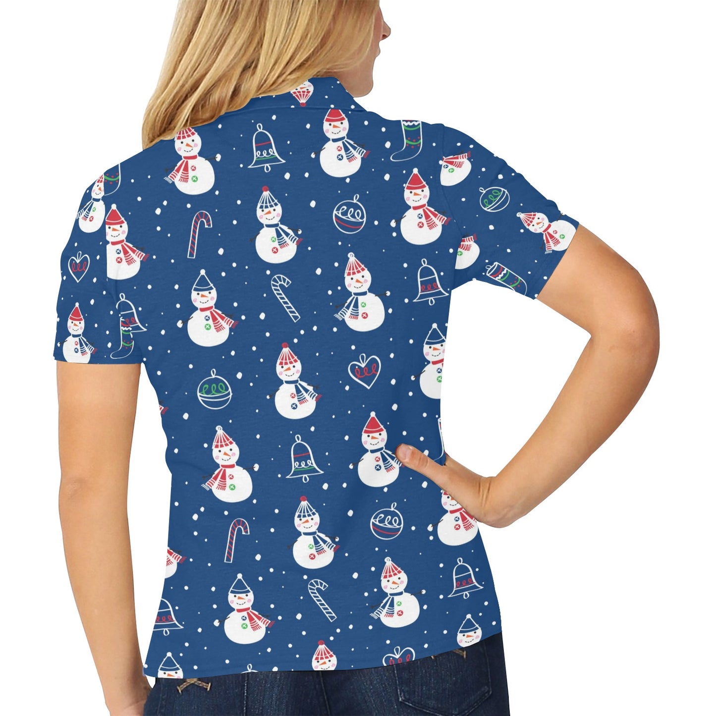 Snowman Print Design LKS306 Women's Polo Shirt
