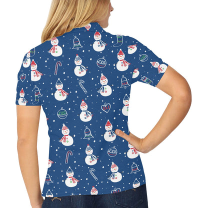 Snowman Print Design LKS306 Women's Polo Shirt