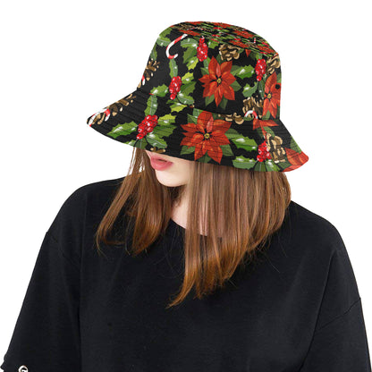 Poinsettia Pattern Print Design POT01 Unisex Bucket Hat