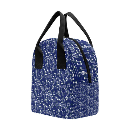 Music Note Blue Themed Print Insulated Lunch Bag