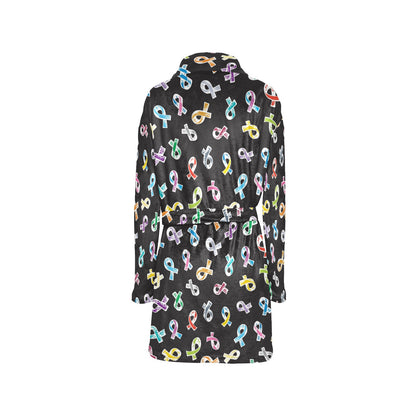 Cancer Awareness Pattern Print Design 02 Women's Fleece Robe