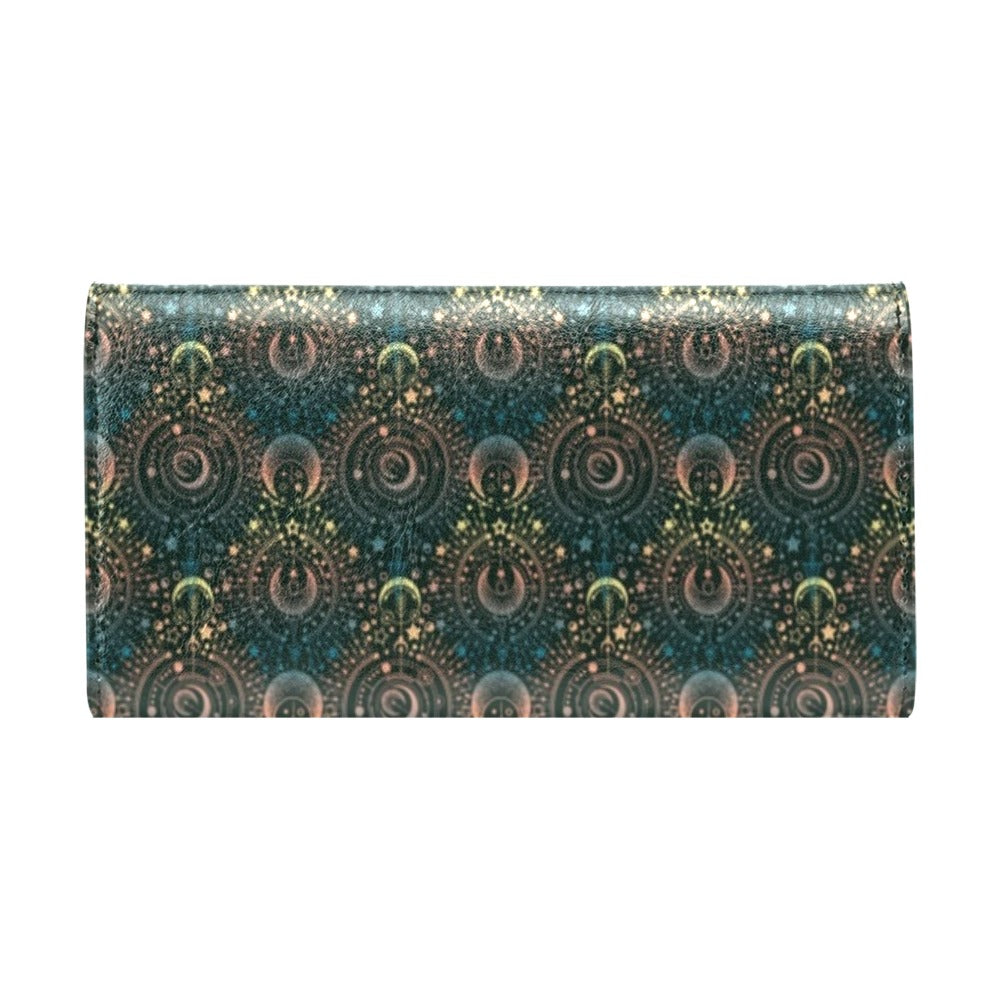 Sun Moon Print Design LKS307 Women's Trifold Wallet