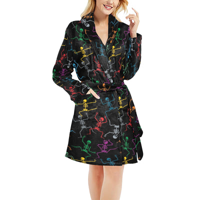 Skeleton Colorful Print Design LKS302 Women's Fleece Robe